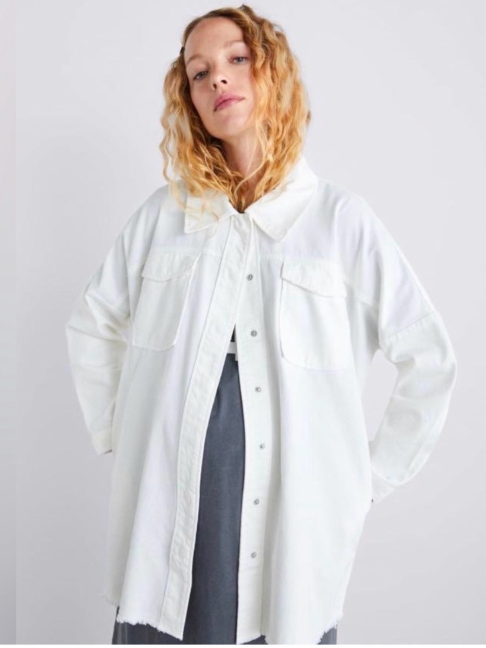 Zara White Oversized Jean Jacket